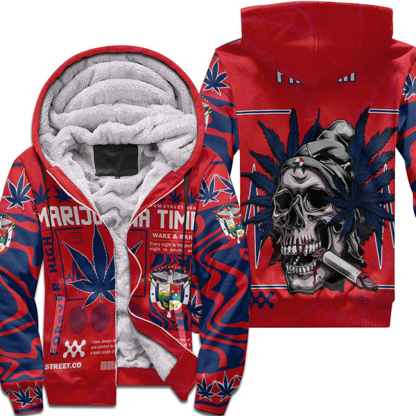 Panama Sherpa Hoodie Flag & Coat Of Arms Marijuanas Style