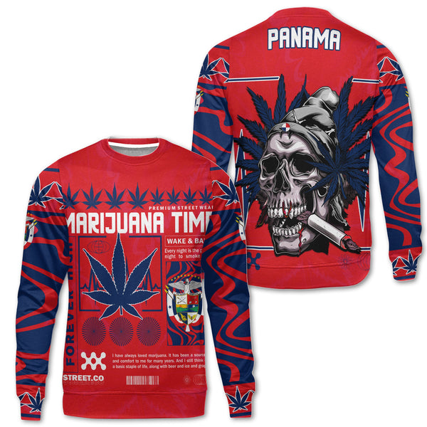 Panama Sweatshirt Flag & Coat Of Arms Marijuanas Style