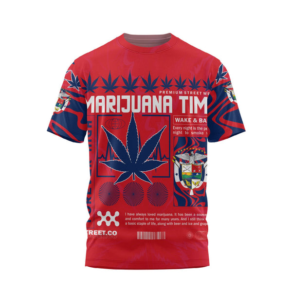 Panama T Shirt Flag & Coat Of Arms Marijuanas Style