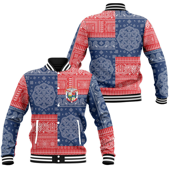 Panama Baseball Jacket Flag And Paisley Basic Style 1