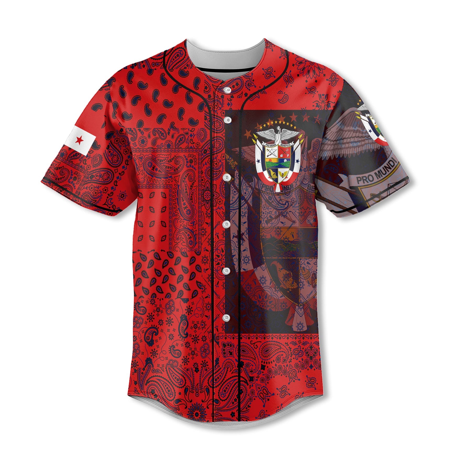 Panama Baseball Jersey Paisley Flag And Skull Style 2