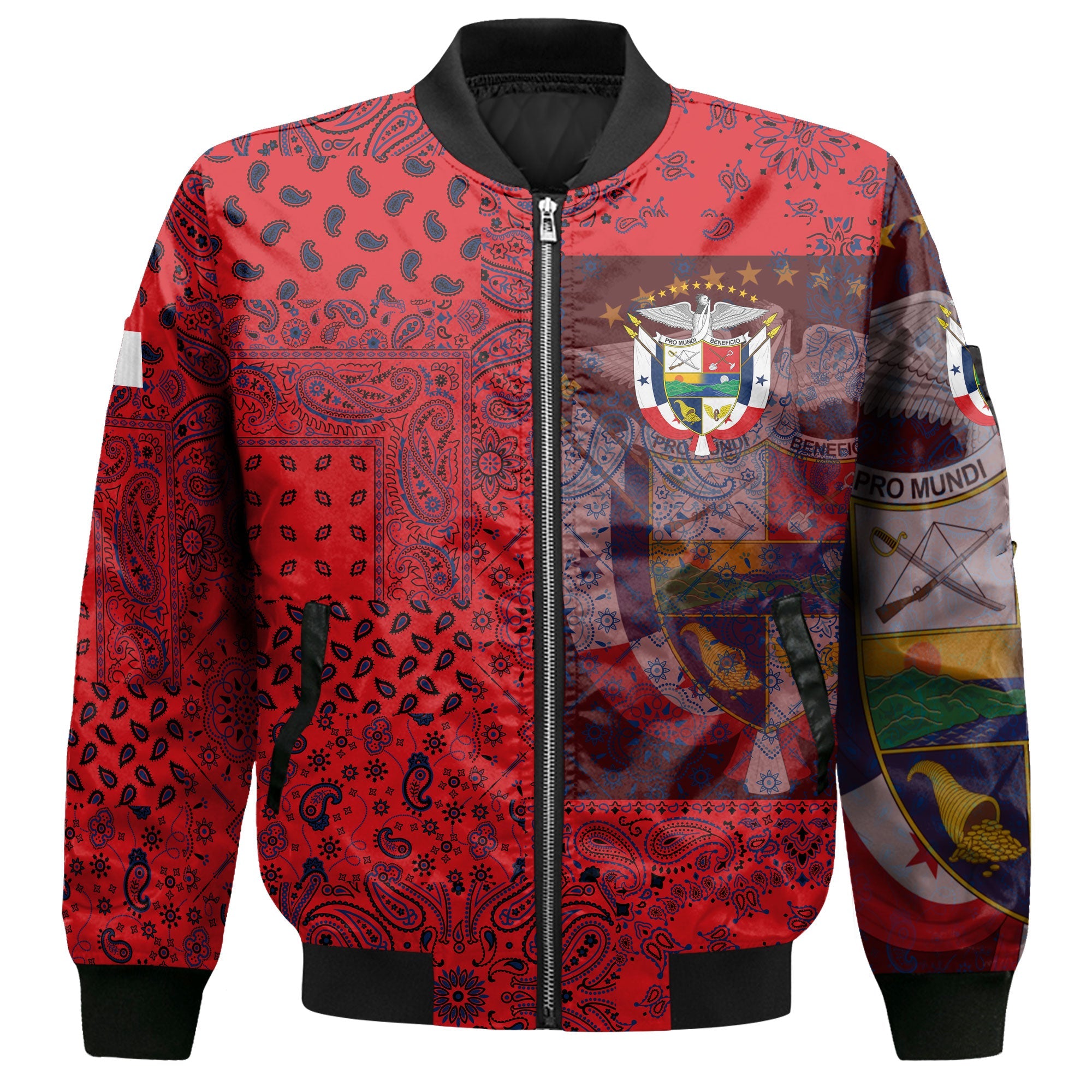 Panama Bomber Jacket Paisley Flag And Skull Style 2