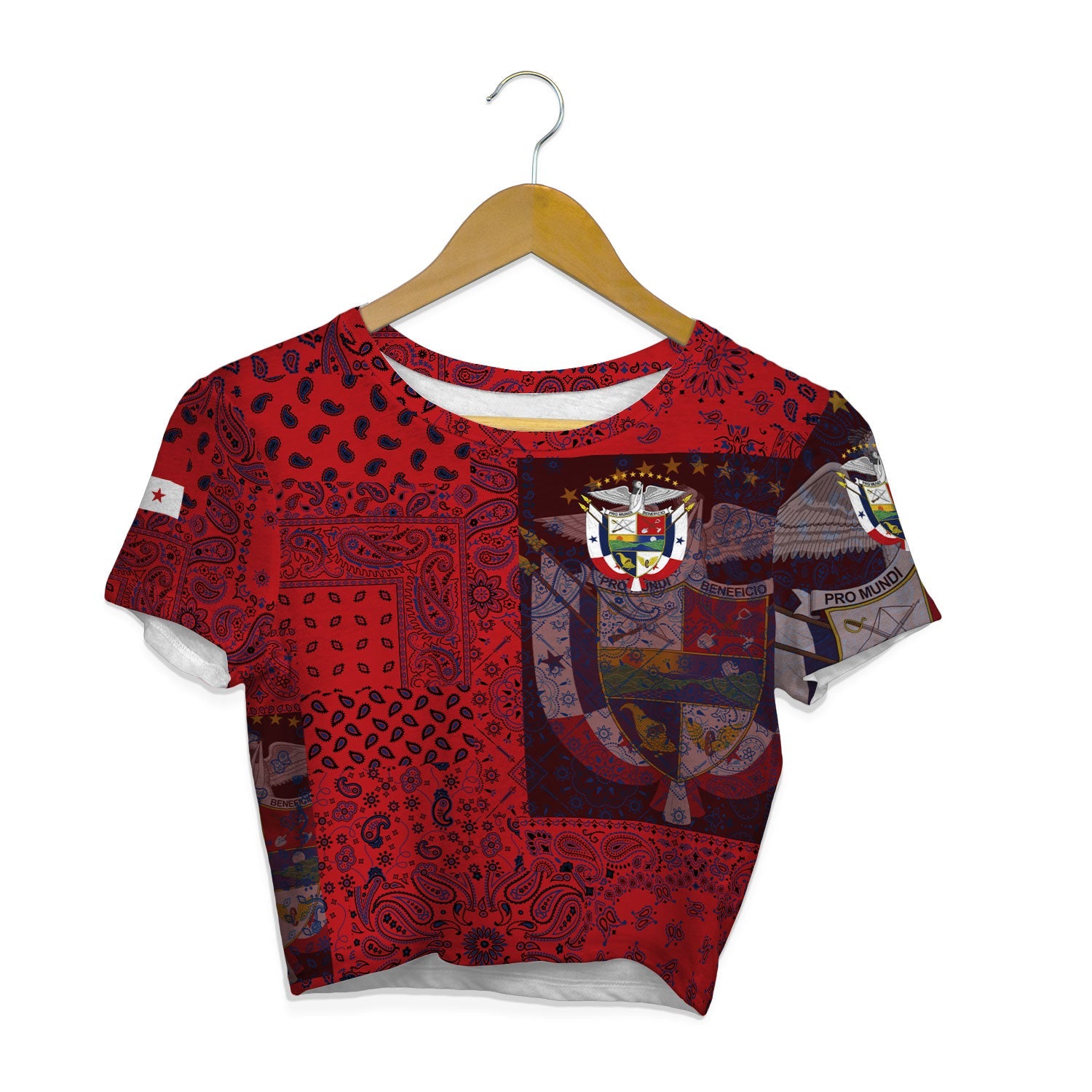 Panama Croptop T Shirt Paisley Flag And Skull Style 1