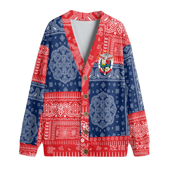 Panama Fleece Cardigan Flag And Paisley Basic Style 1