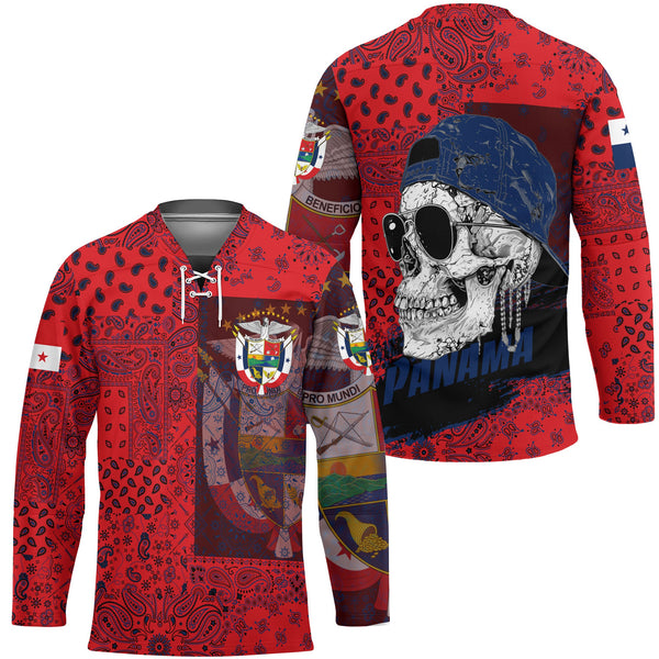 Panama Hockey Jersey Paisley Flag And Skull Style 1