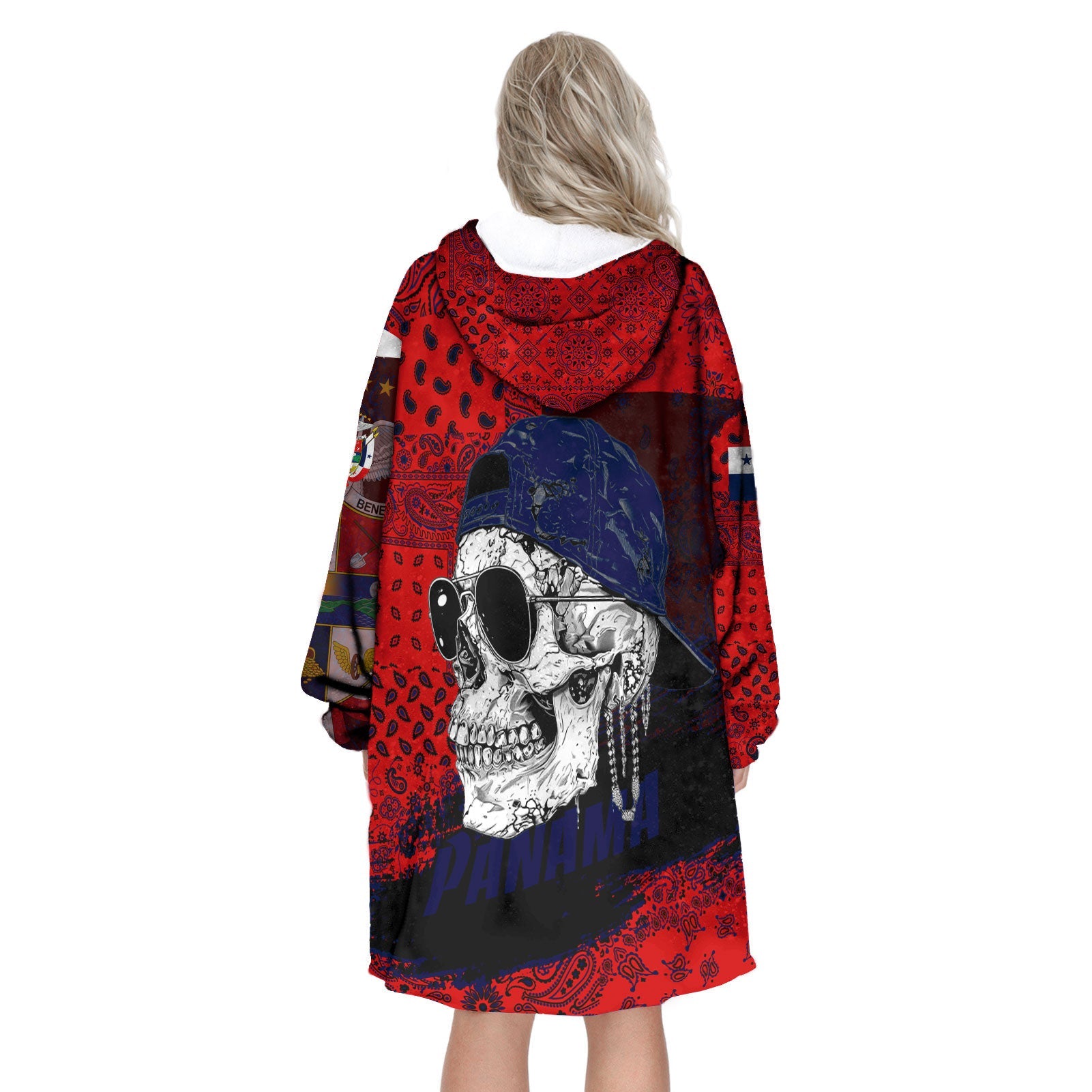 Panama Hoodie Blanket Paisley Flag And Skull Style 3