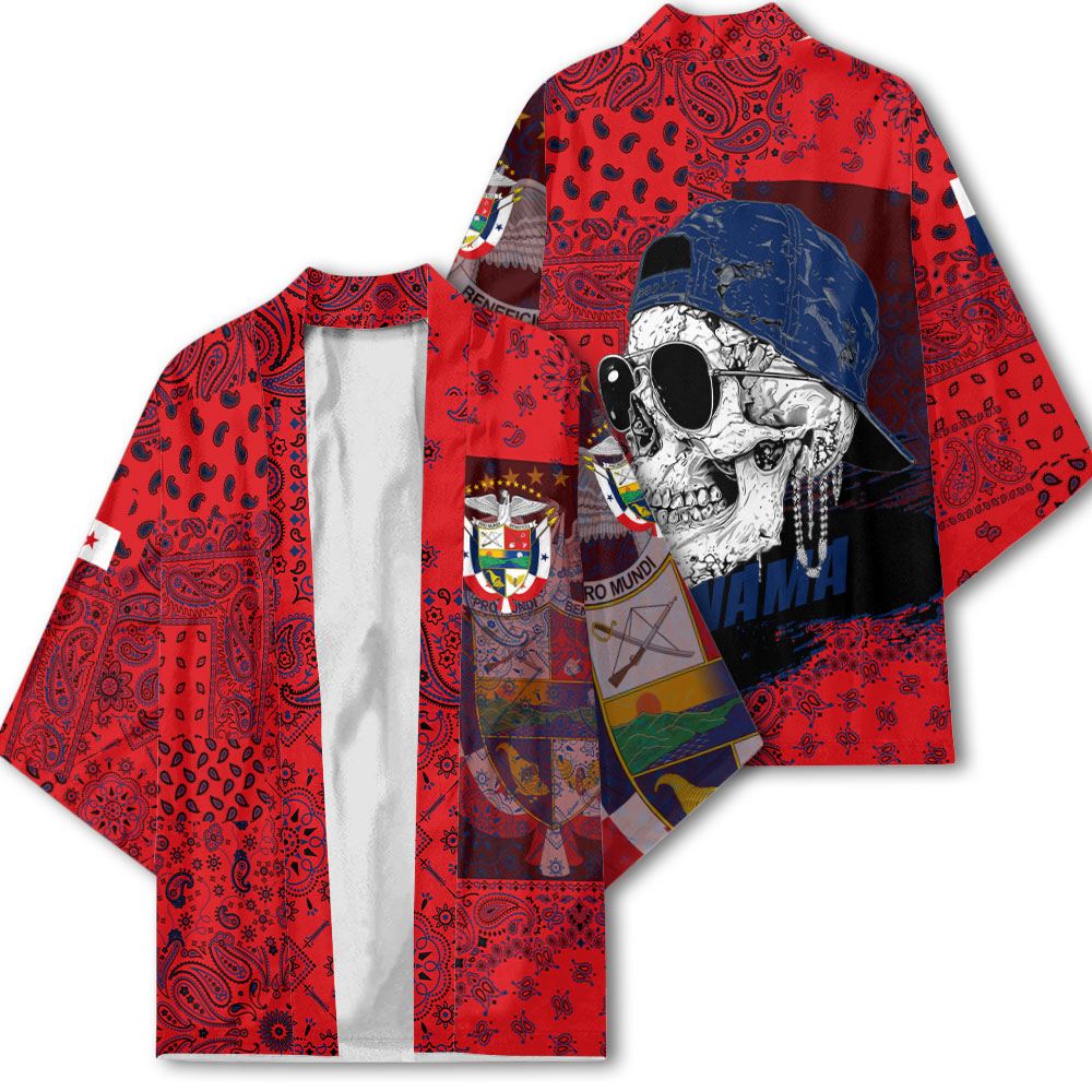 Panama Kimono Paisley Flag And Skull Style 2