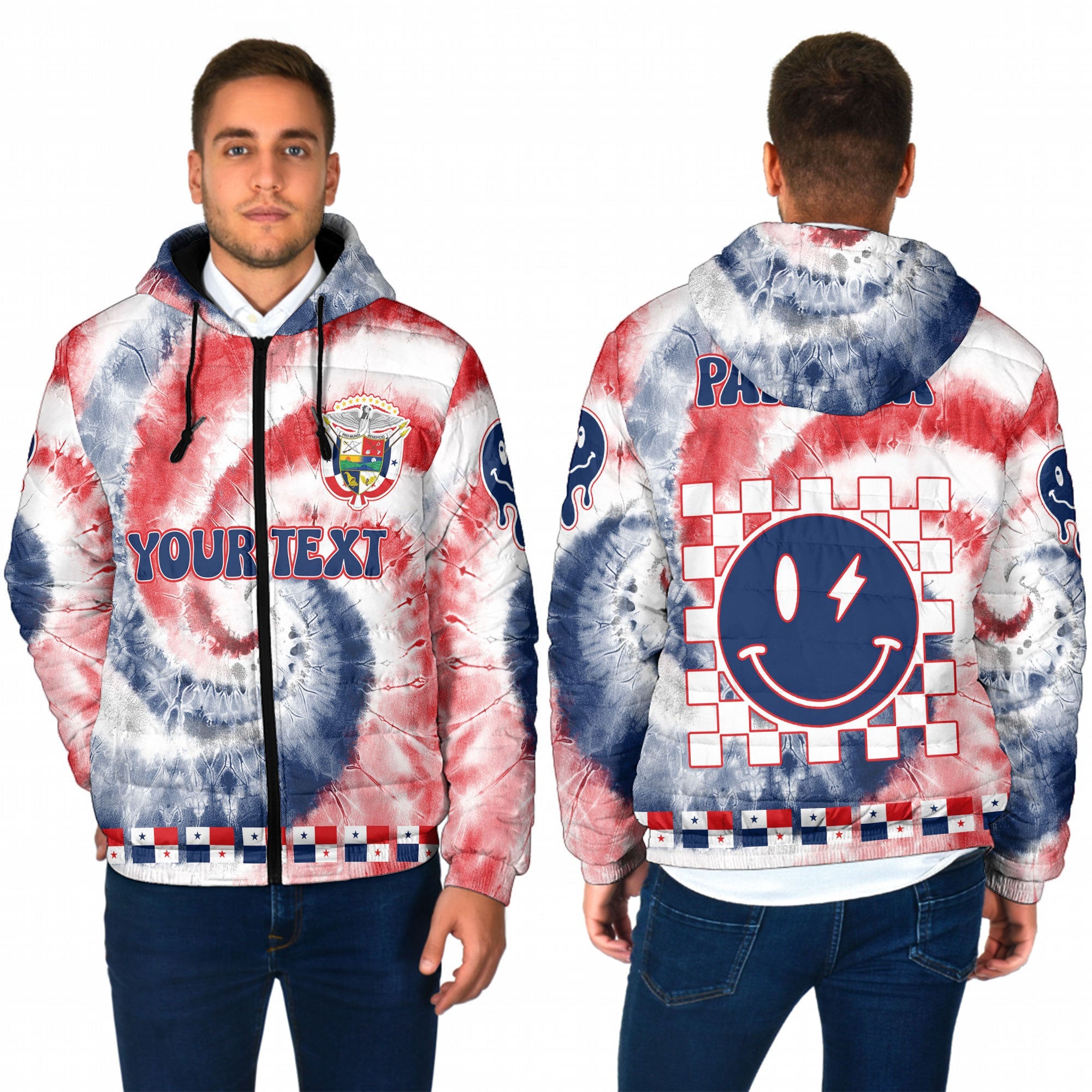 Panama Men Hooded Padded Jacket Custom Tie Dye Style 1