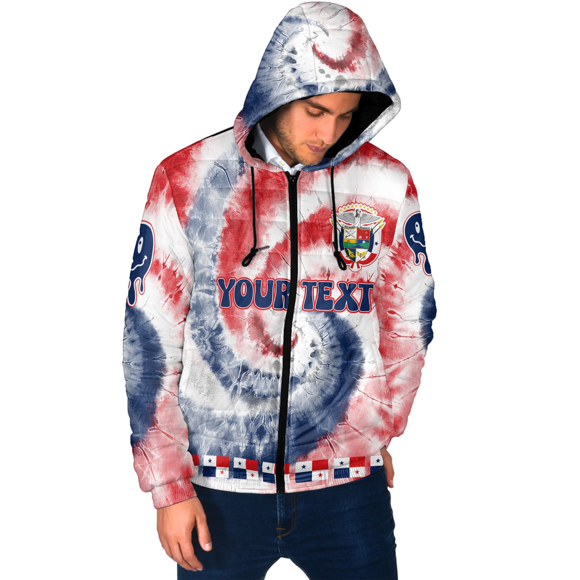 Panama Men Hooded Padded Jacket Custom Tie Dye Style 2