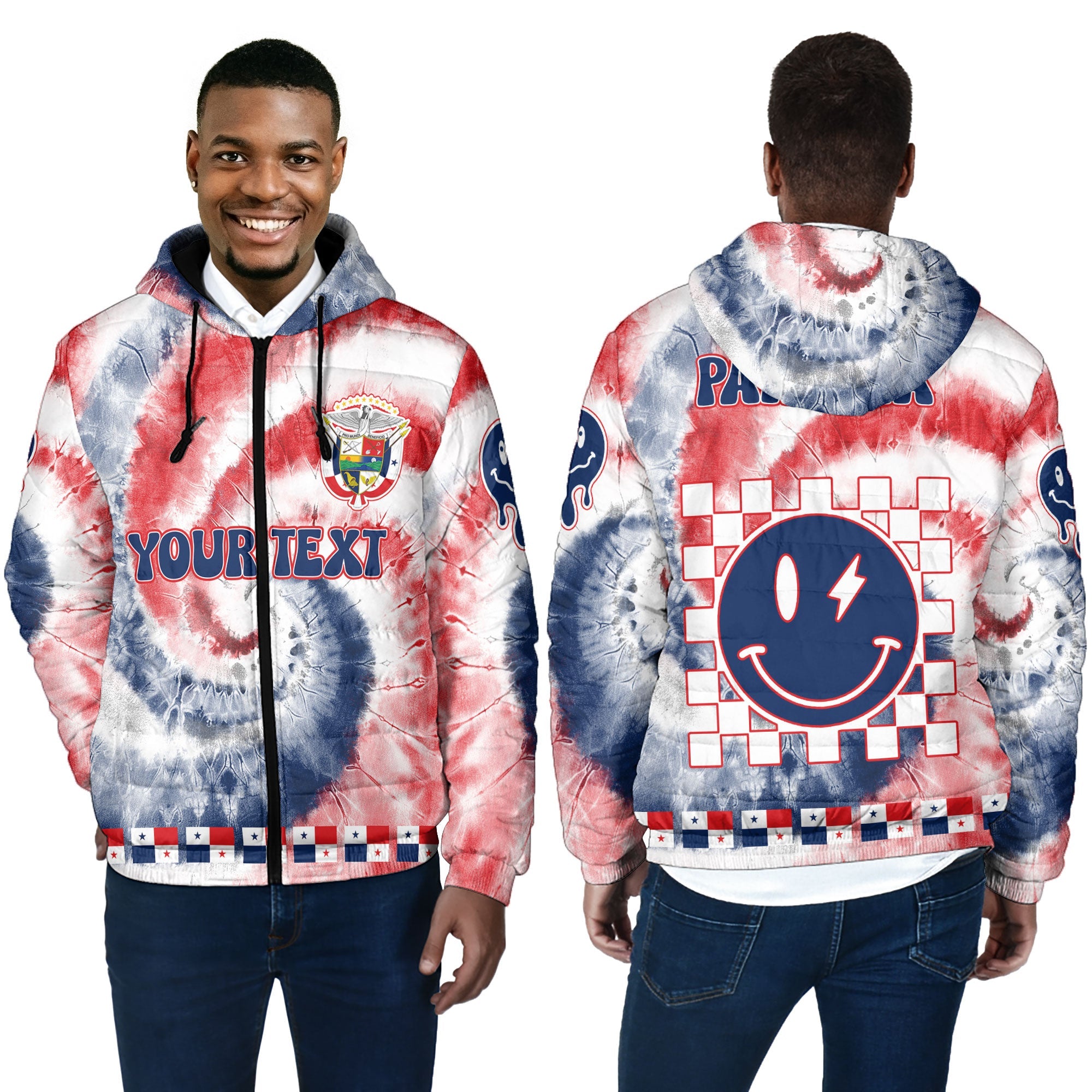 Panama Men Hooded Padded Jacket Custom Tie Dye Style 4