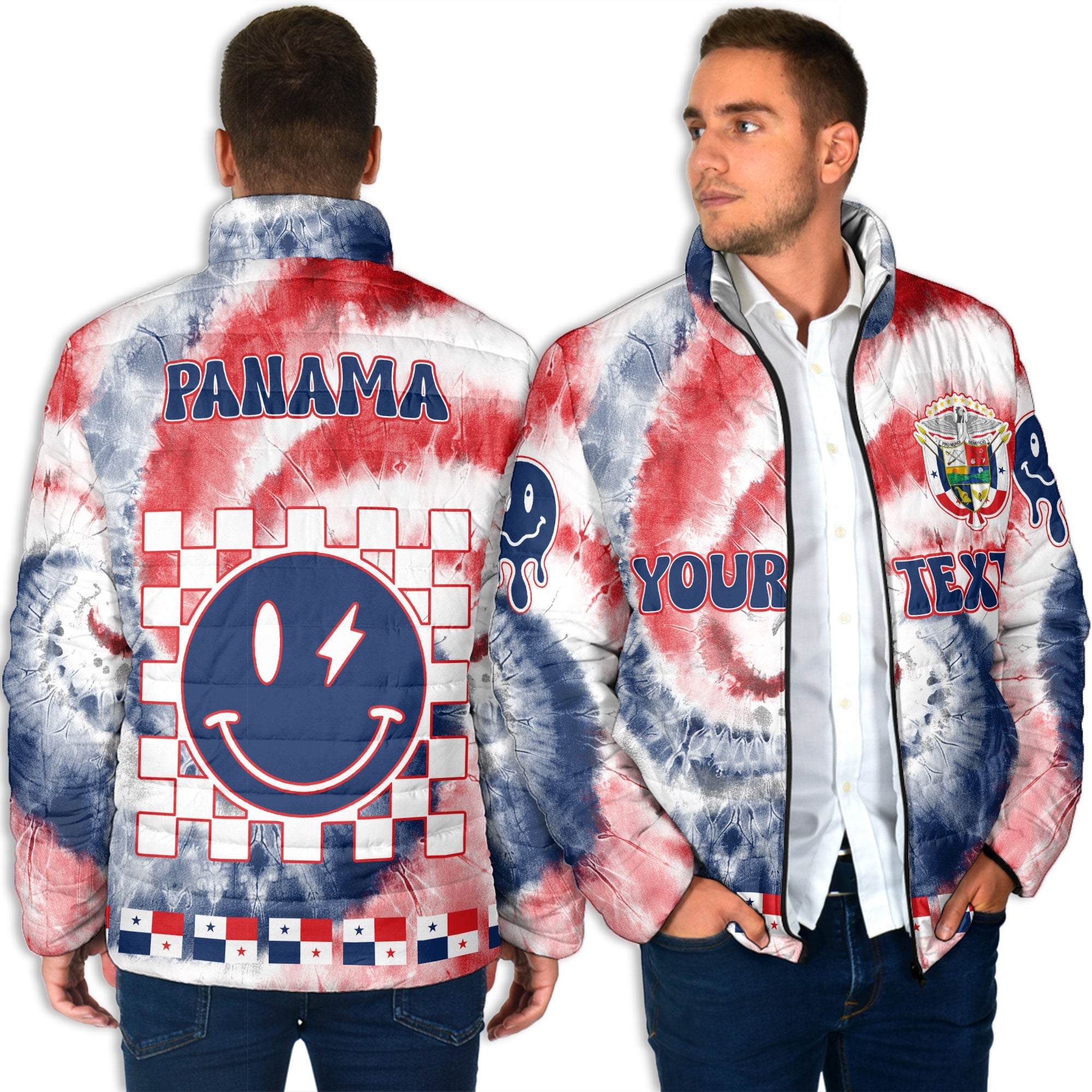 Panama Men Padded Jacket Custom Tie Dye Style 4