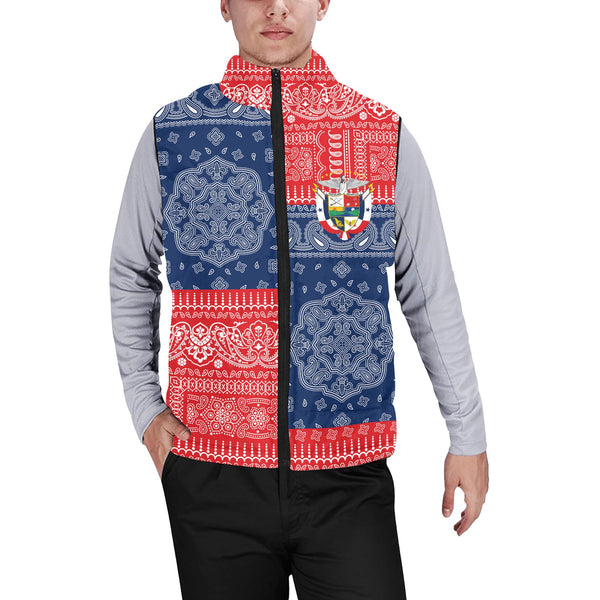 Panama Men Padded Jacket Vest Flag And Paisley Basic Style 1