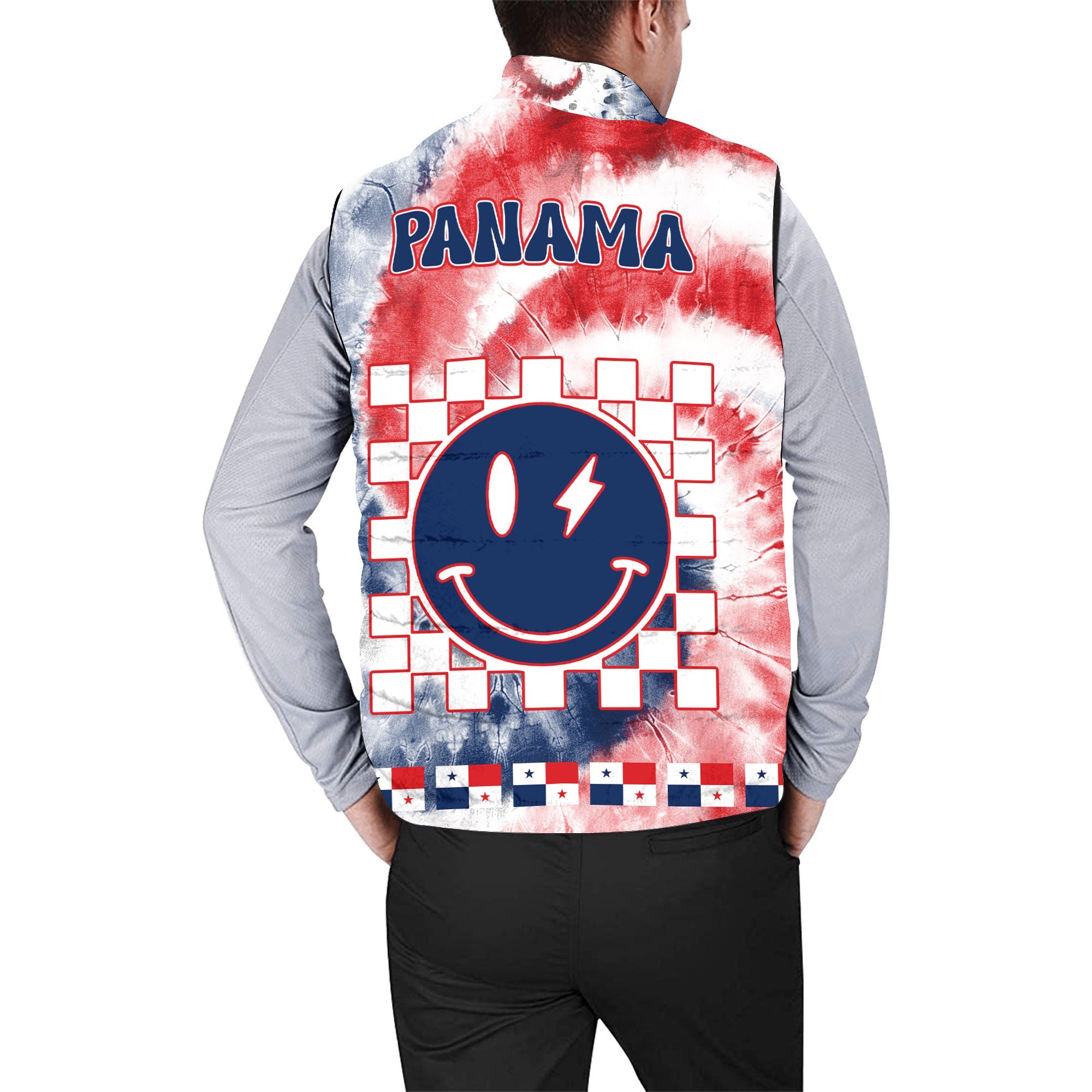 Panama Men Padded Jacket Vest Custom Tie Dye Style 2