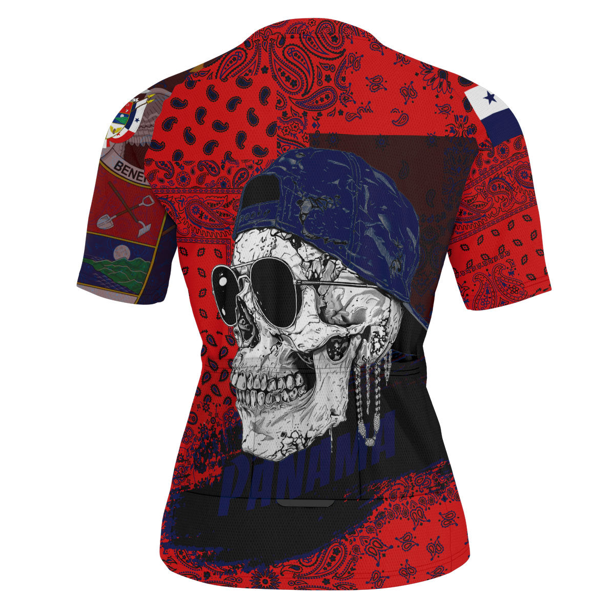 Panama Men Cycling Jersey Paisley Flag And Skull Style 3