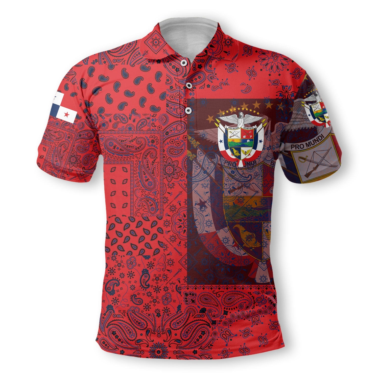 Panama Polo Shirt Paisley Flag And Skull Style 2