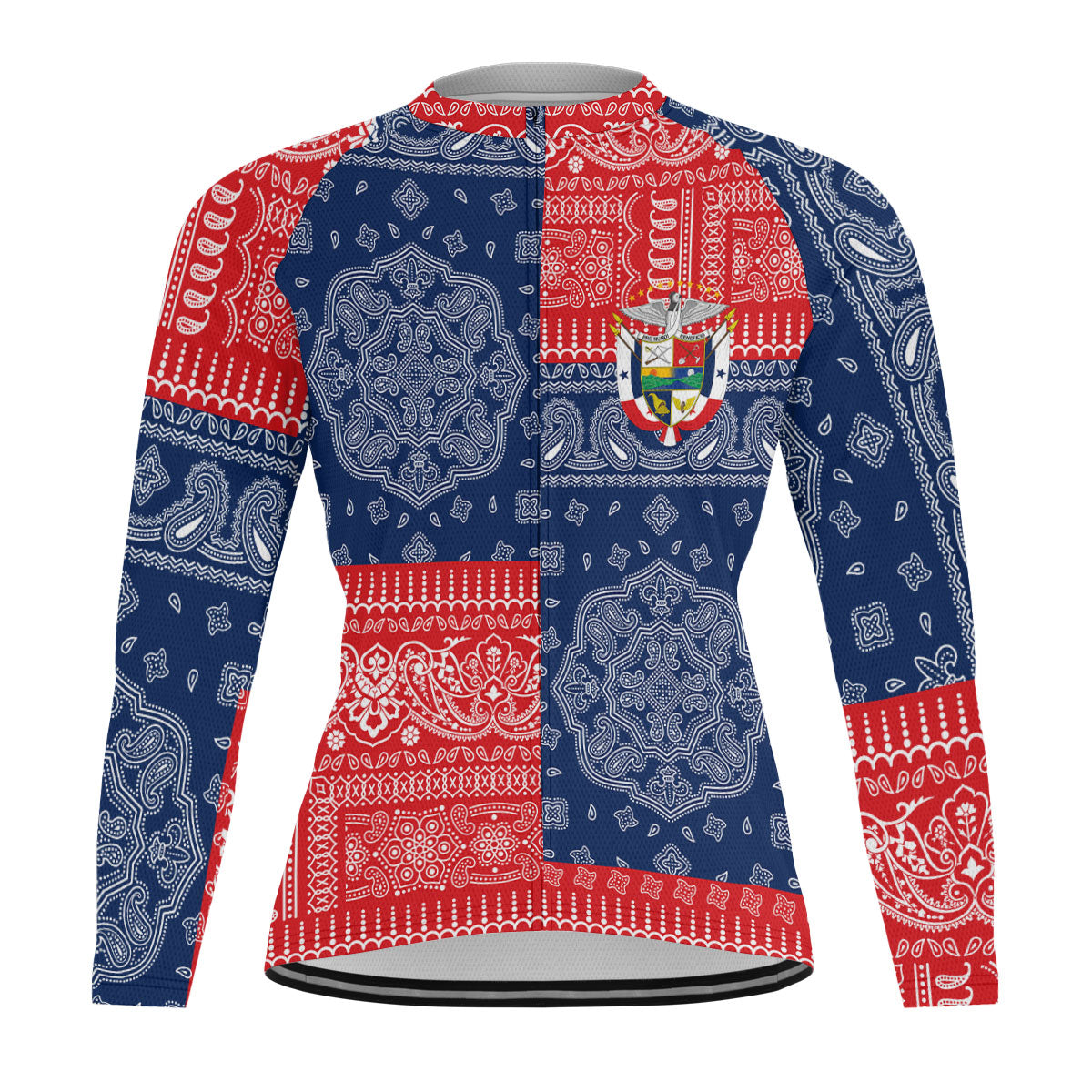 Panama Raglan Men Cycling Jersey Long Sleeve Flag And Paisley Basic Style 1