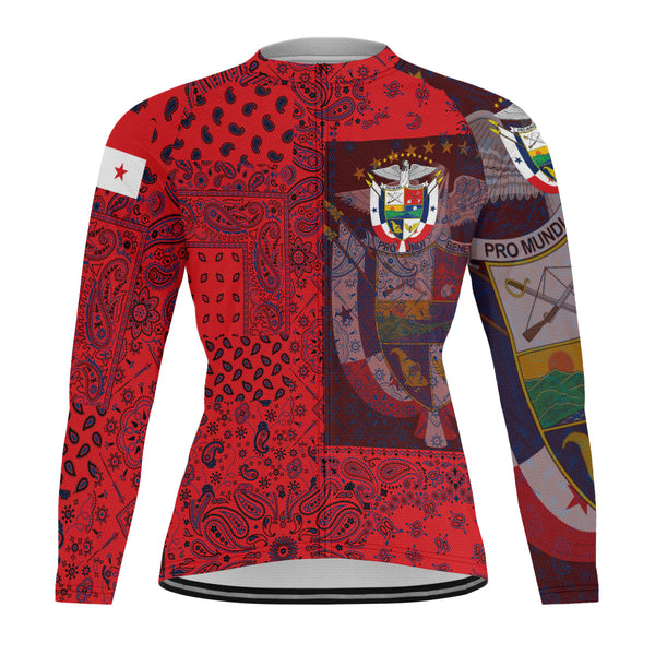 Panama Raglan Men Cycling Jersey Long Sleeve Paisley Flag And Skull Style 1