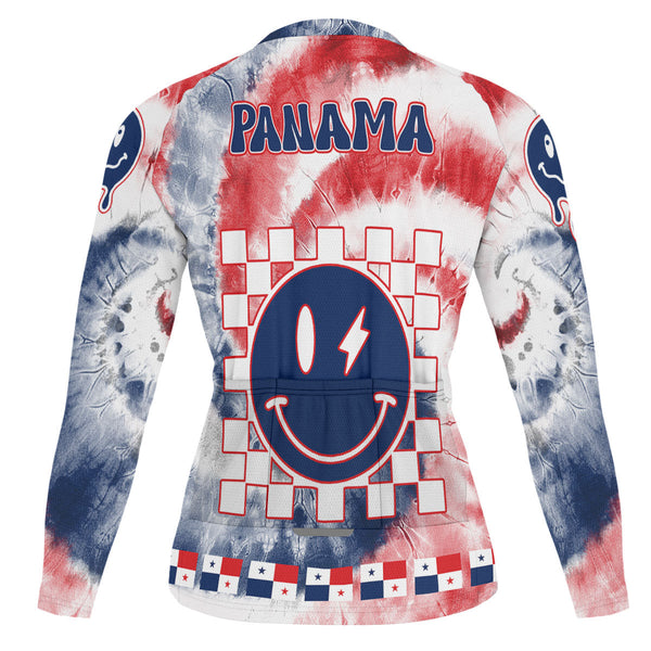 Panama Raglan Men Cycling Jersey Long Sleeve Custom Tie Dye Style 1