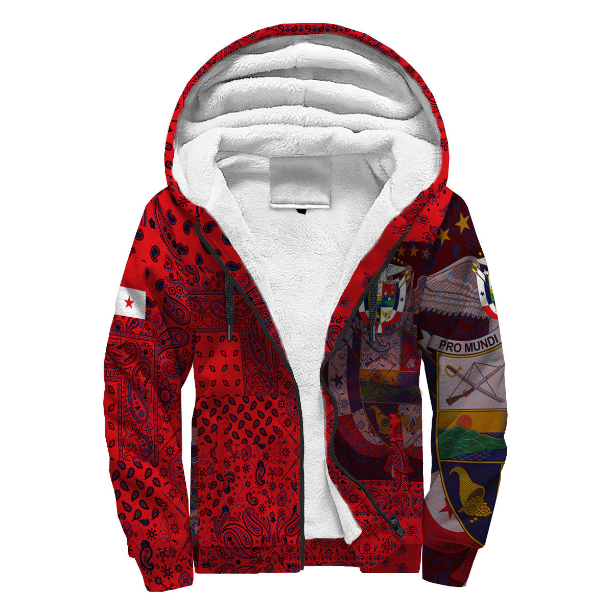 Panama Sherpa Hoodie Paisley Flag And Skull Style 3