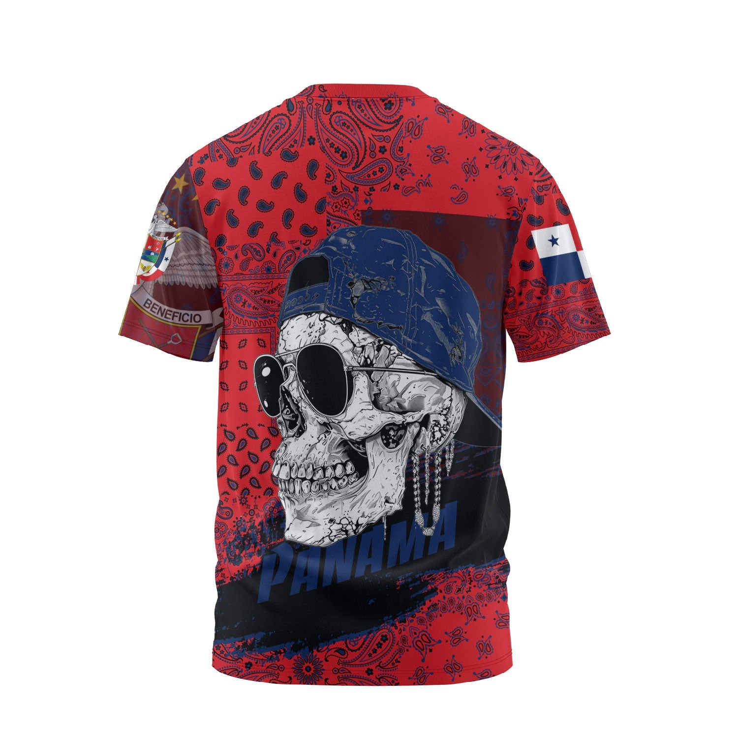 Panama T Shirt Paisley Flag And Skull Style 2