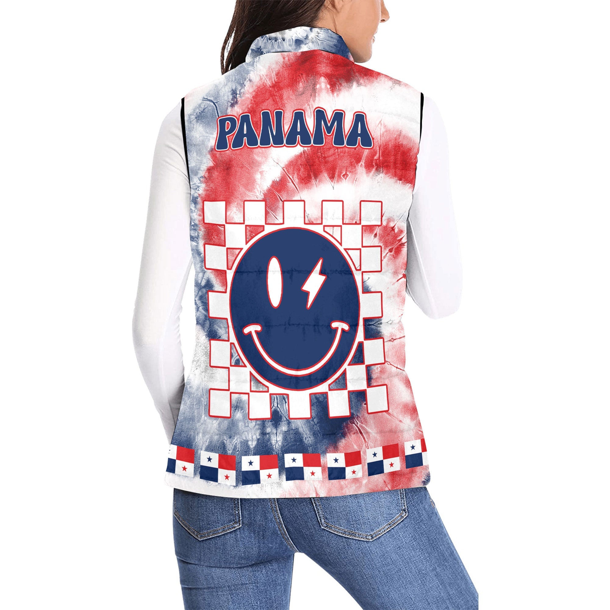 Panama Women Padded Jacket Vest Custom Tie Dye Style 2