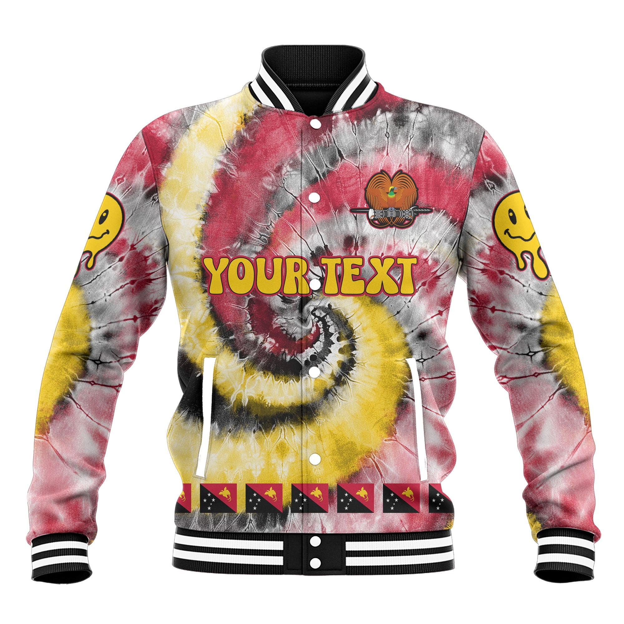 Papua New Guinea Baseball Jacket Custom Tie Dye Style 2