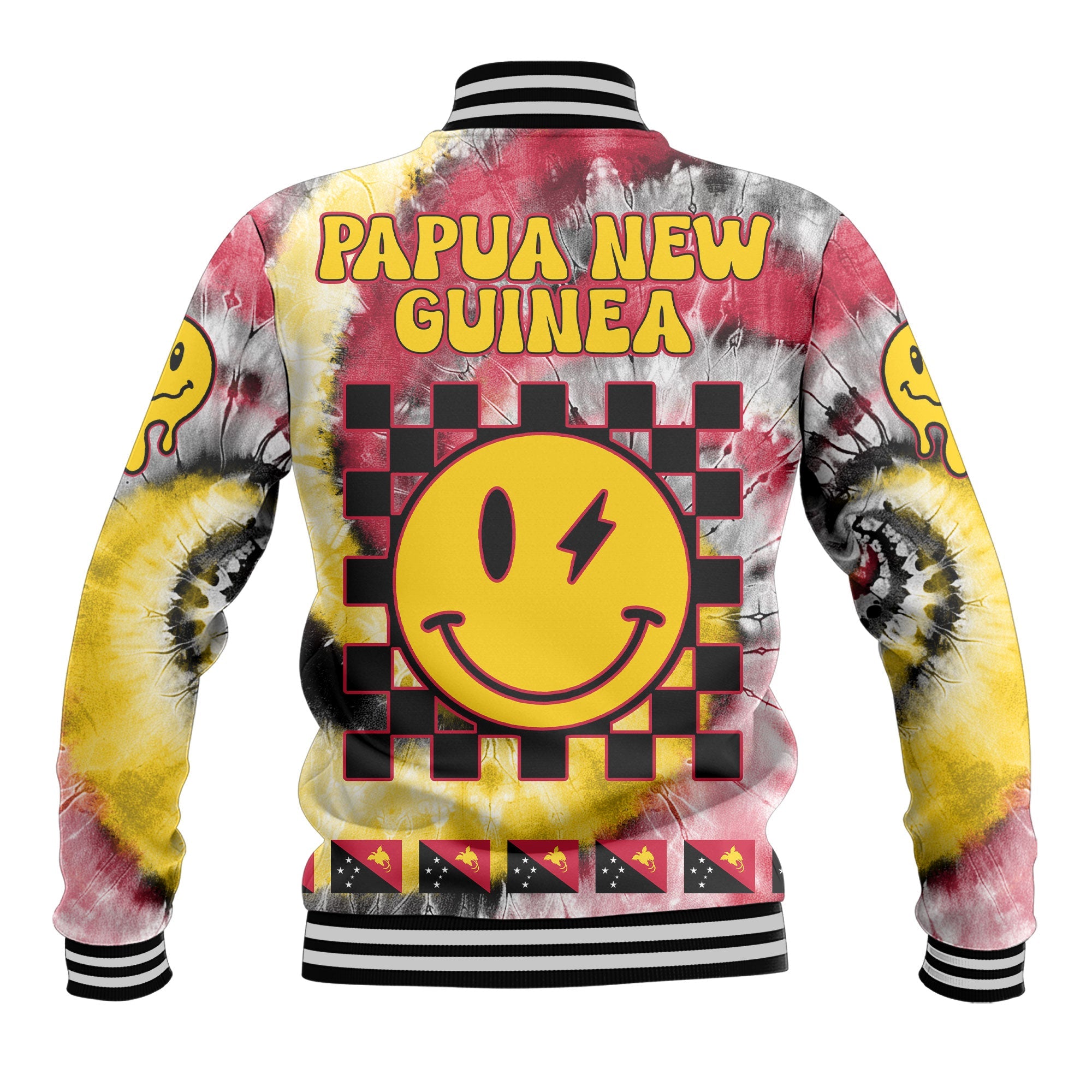 Papua New Guinea Baseball Jacket Custom Tie Dye Style 3