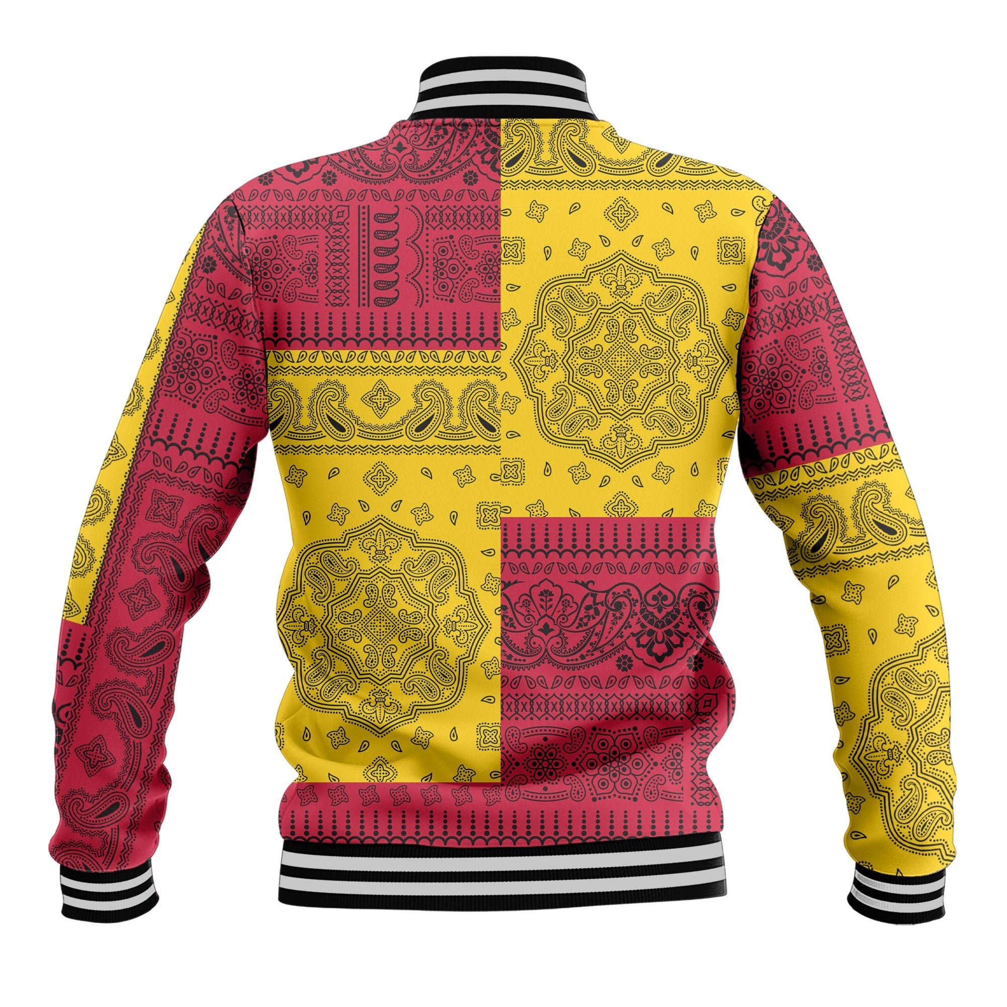 Papua New Guinea Baseball Jacket Flag And Paisley Basic Style 3