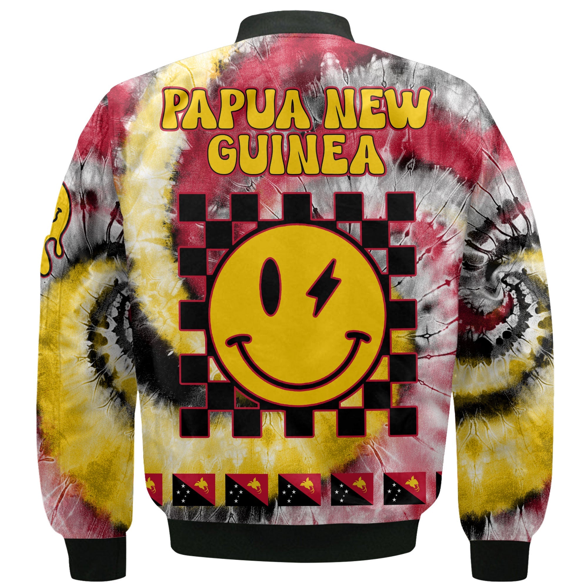 Papua New Guinea Bomber Jacket Custom Tie Dye Style 3