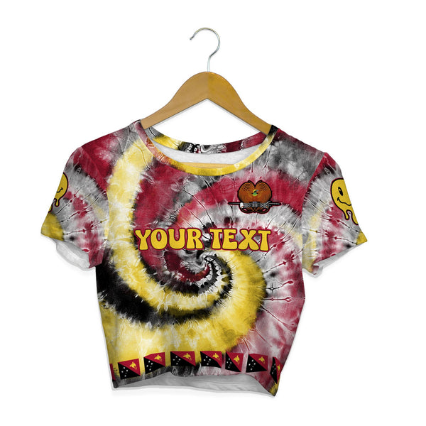 Papua New Guinea Croptop T Shirt Custom Tie Dye Style 1