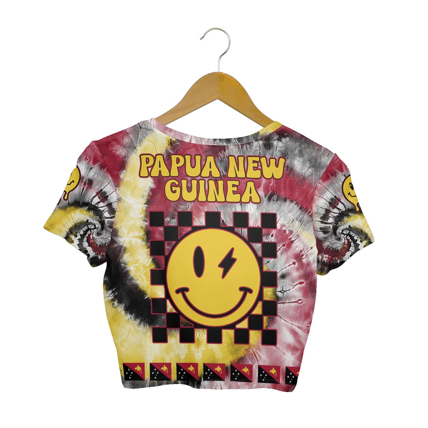 Papua New Guinea Croptop T Shirt Custom Tie Dye Style 2