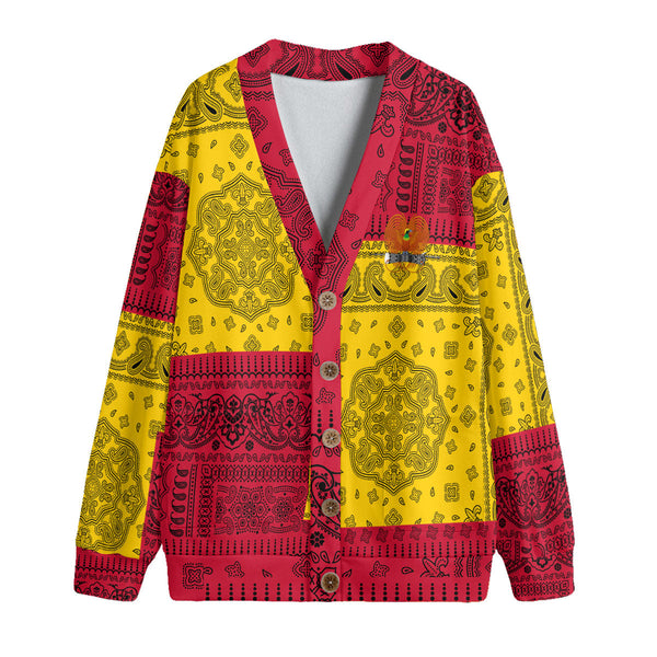 Papua New Guinea Fleece Cardigan Flag And Paisley Basic Style 1