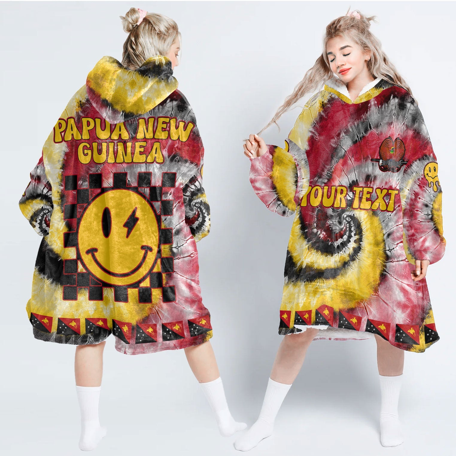 Papua New Guinea Hoodie Blanket Custom Tie Dye Style 1