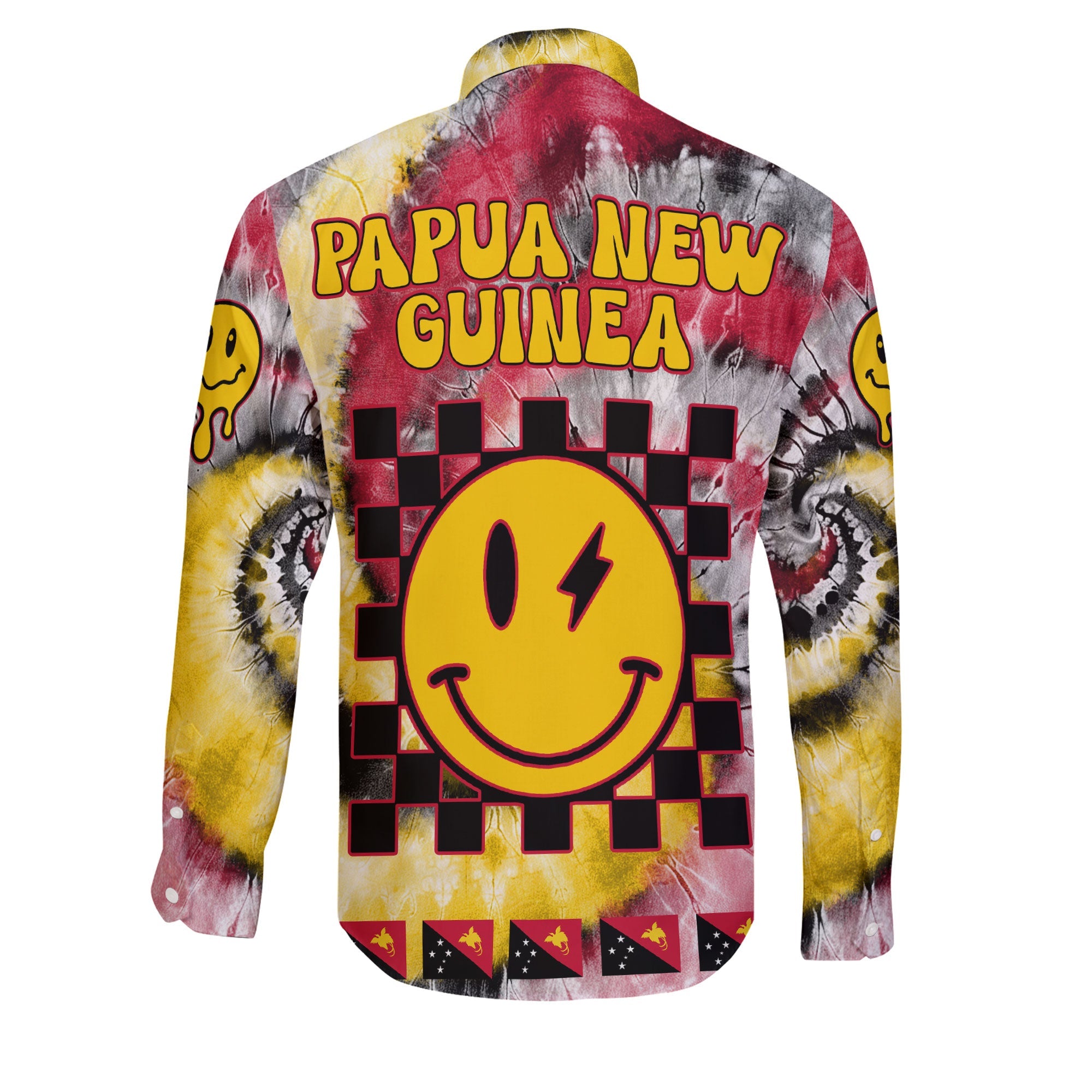 Papua New Guinea Long Sleeve Button Shirt Custom Tie Dye Style 2