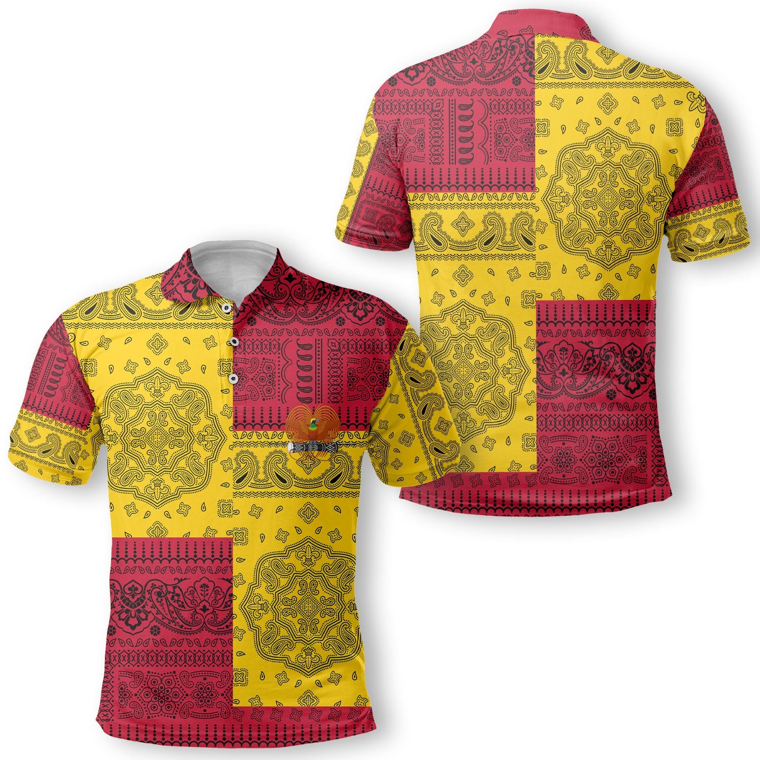 Papua New Guinea Polo Shirt Flag And Paisley Basic Style 1