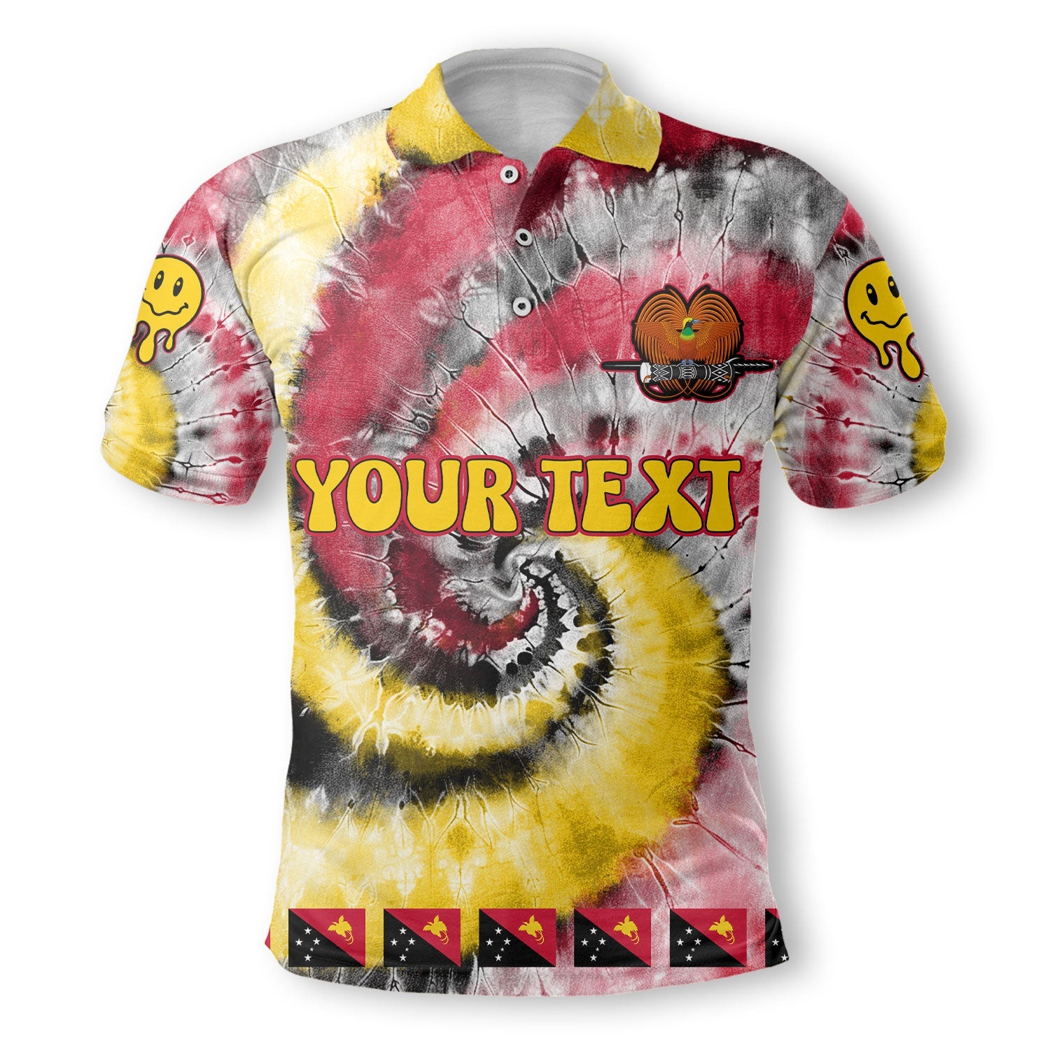 Papua New Guinea Polo Shirt Custom Tie Dye Style 2