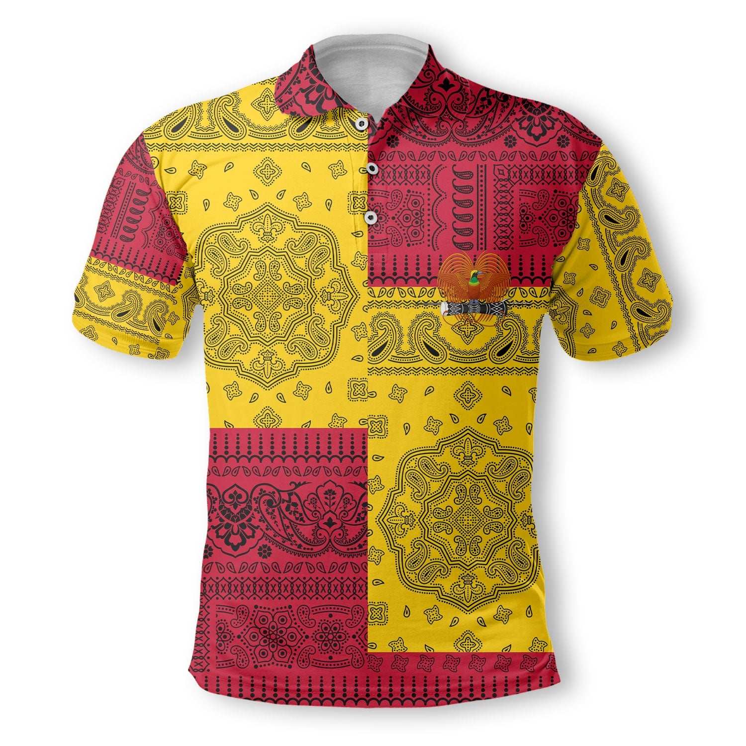 Papua New Guinea Polo Shirt Flag And Paisley Basic Style 2