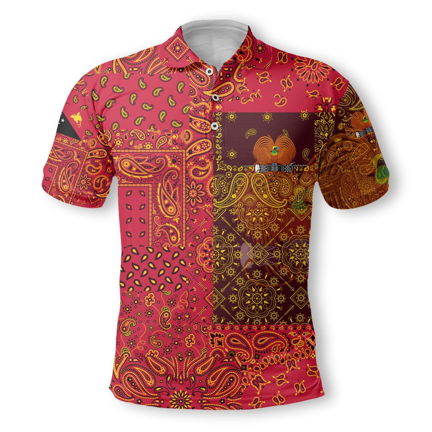 Papua New Guinea Polo Shirt Paisley Flag And Skull Style 2