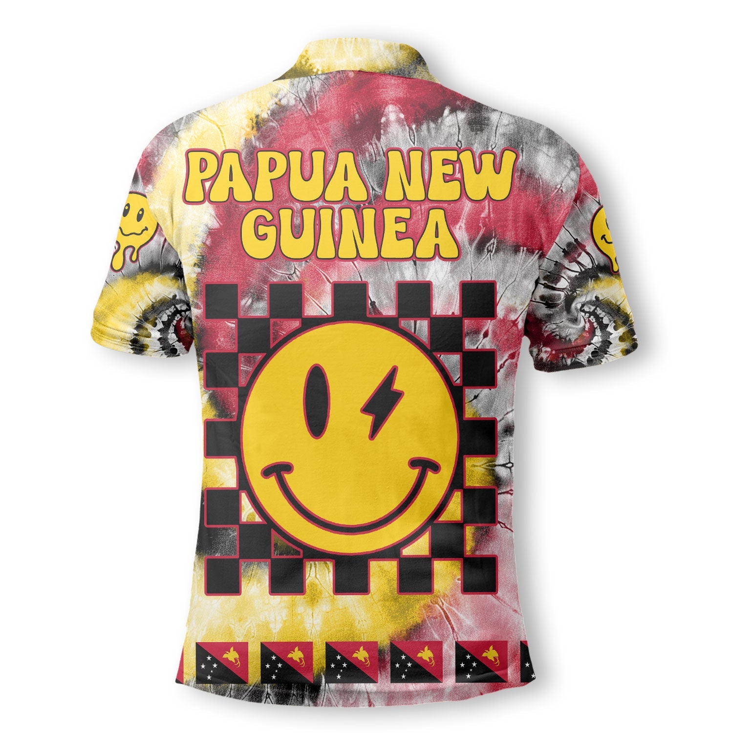 Papua New Guinea Polo Shirt Custom Tie Dye Style 3