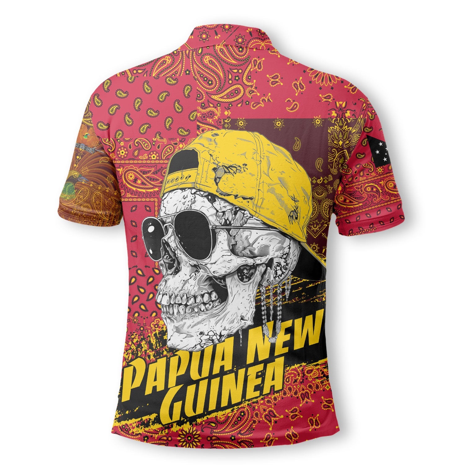 Papua New Guinea Polo Shirt Paisley Flag And Skull Style 3