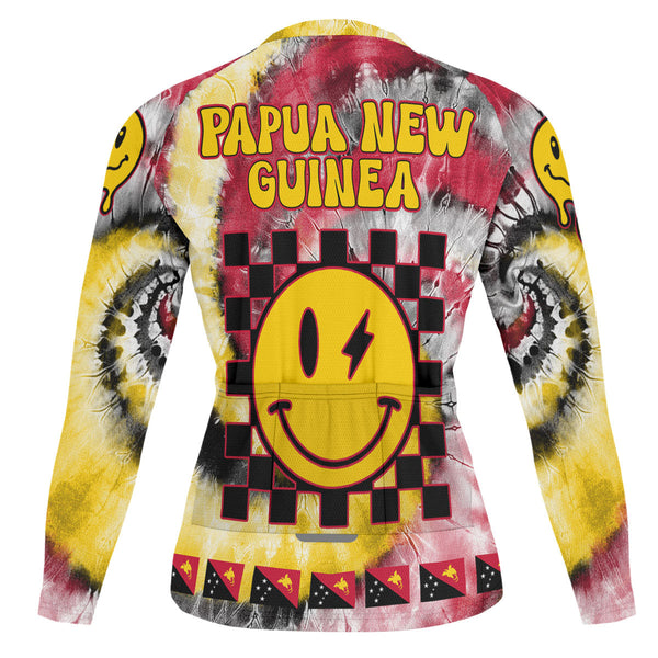 Papua New Guinea Raglan Men Cycling Jersey Long Sleeve Custom Tie Dye Style 1