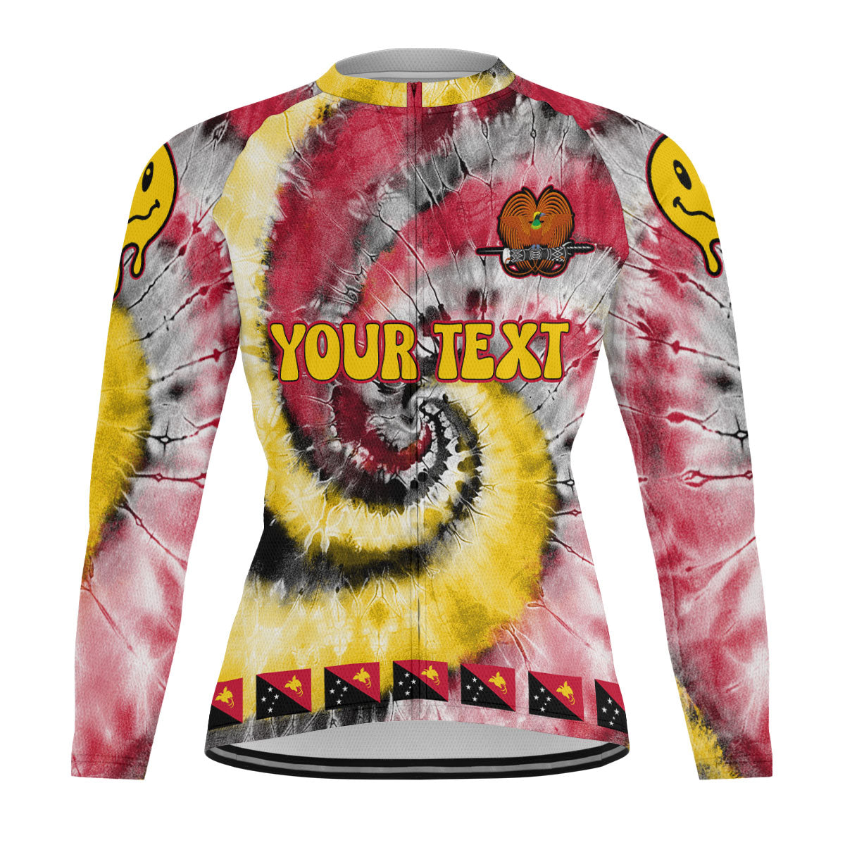 Papua New Guinea Raglan Men Cycling Jersey Long Sleeve Custom Tie Dye Style 2