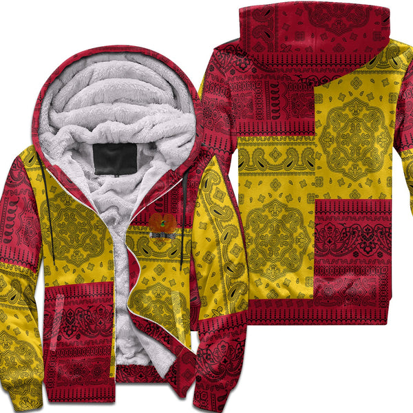 Papua New Guinea Sherpa Hoodie Flag And Paisley Basic Style 1