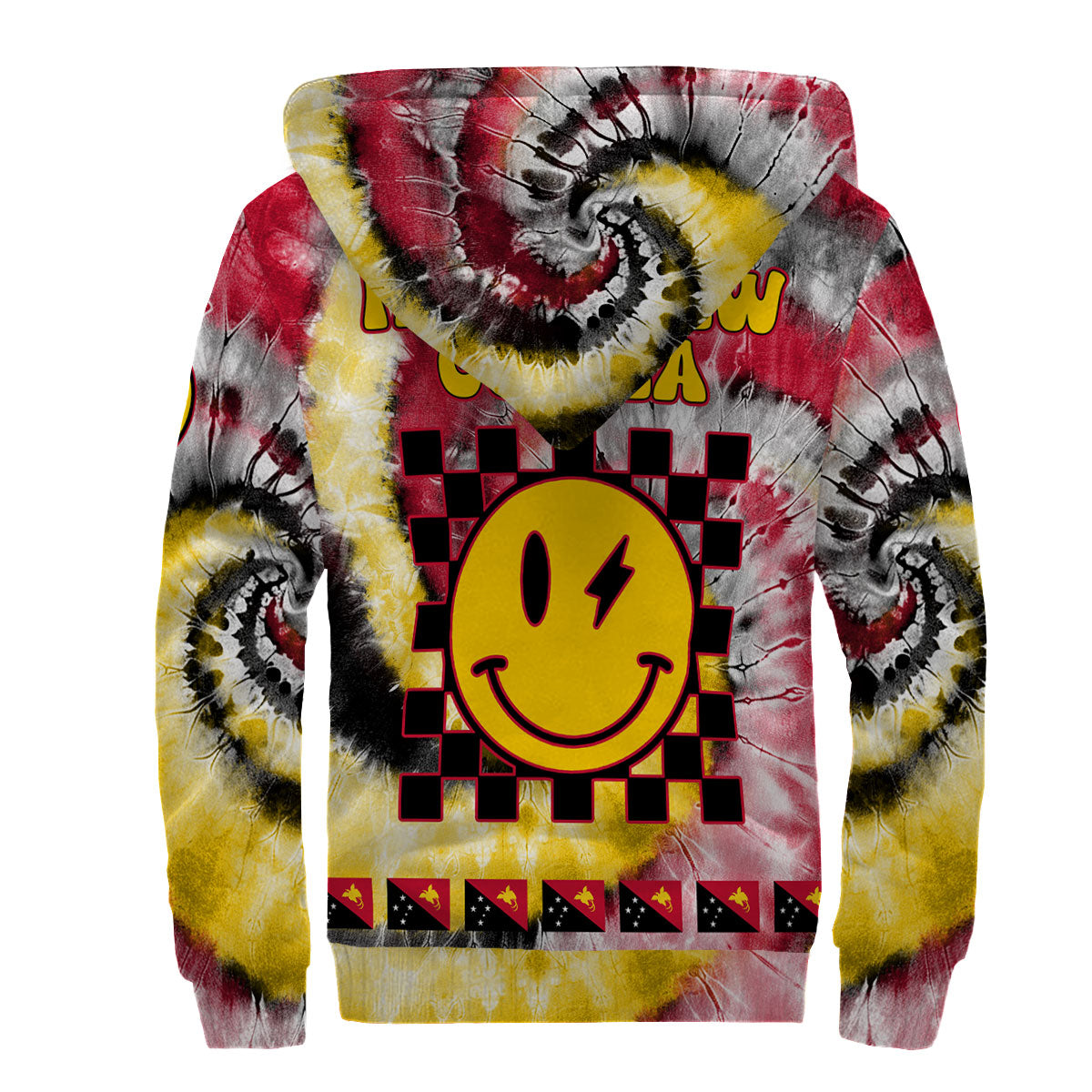 Papua New Guinea Sherpa Hoodie Custom Tie Dye Style 2