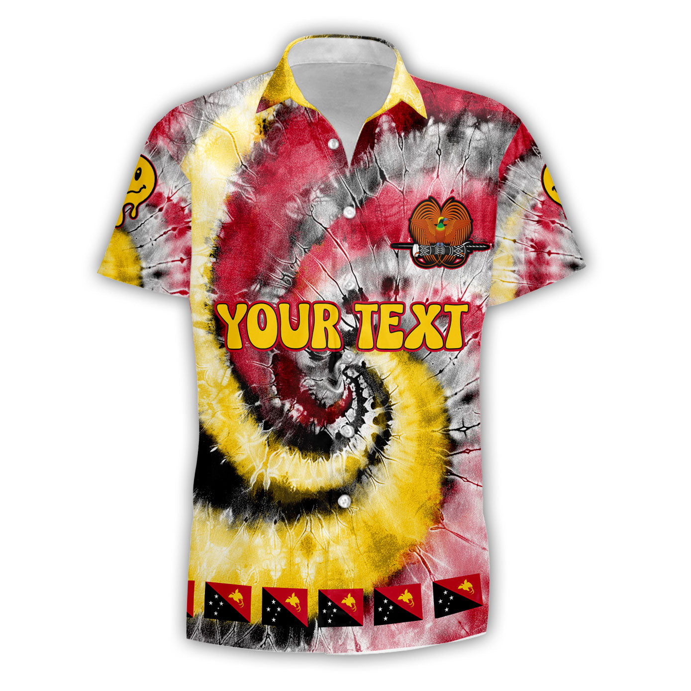 Papua New Guinea Short Sleeve Shirt Custom Tie Dye Style 1