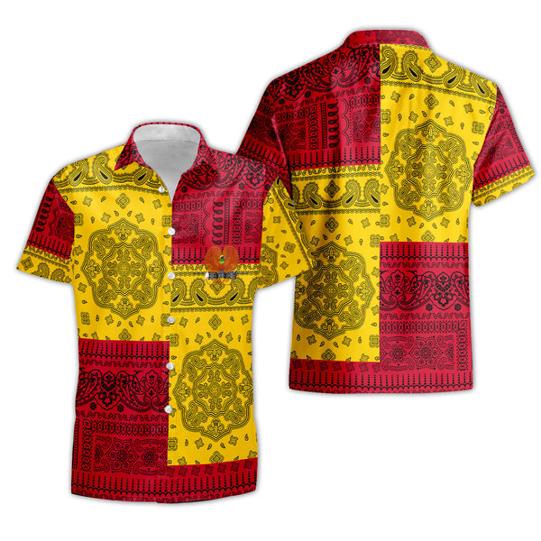 Papua New Guinea Short Sleeve Shirt Flag And Paisley Basic Style 1