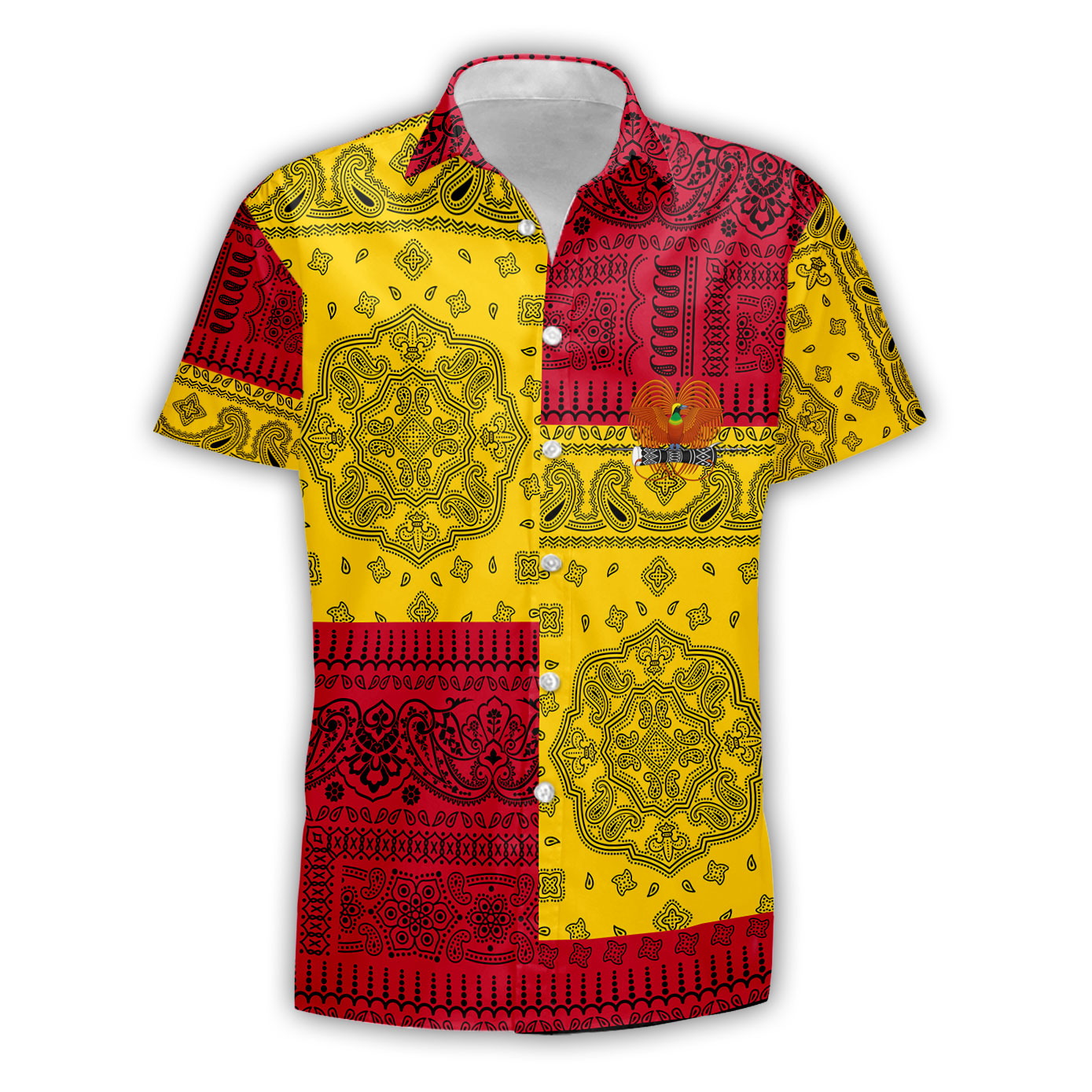 Papua New Guinea Short Sleeve Shirt Flag And Paisley Basic Style 2