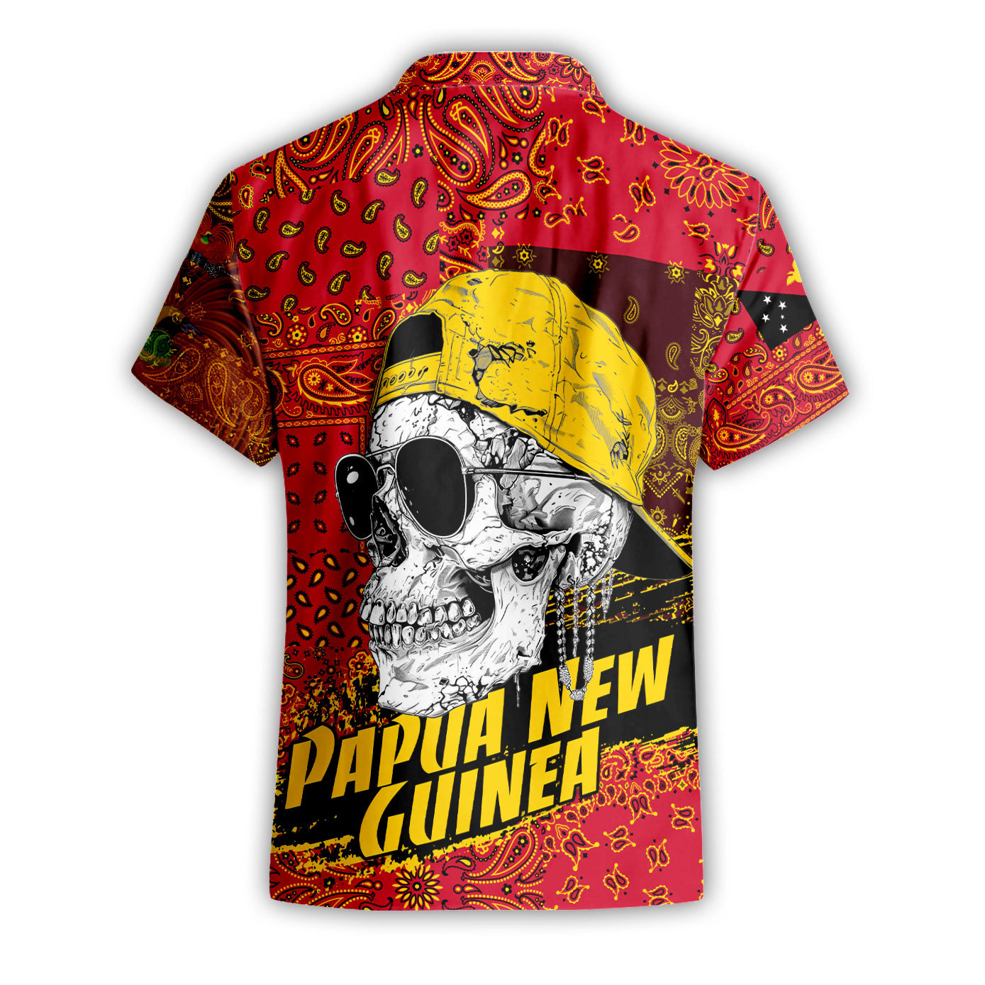 Papua New Guinea Short Sleeve Shirt Paisley Flag And Skull Style 2