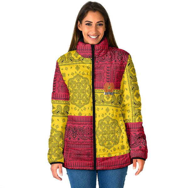 Papua New Guinea Women Padded Jacket Flag And Paisley Basic Style 1