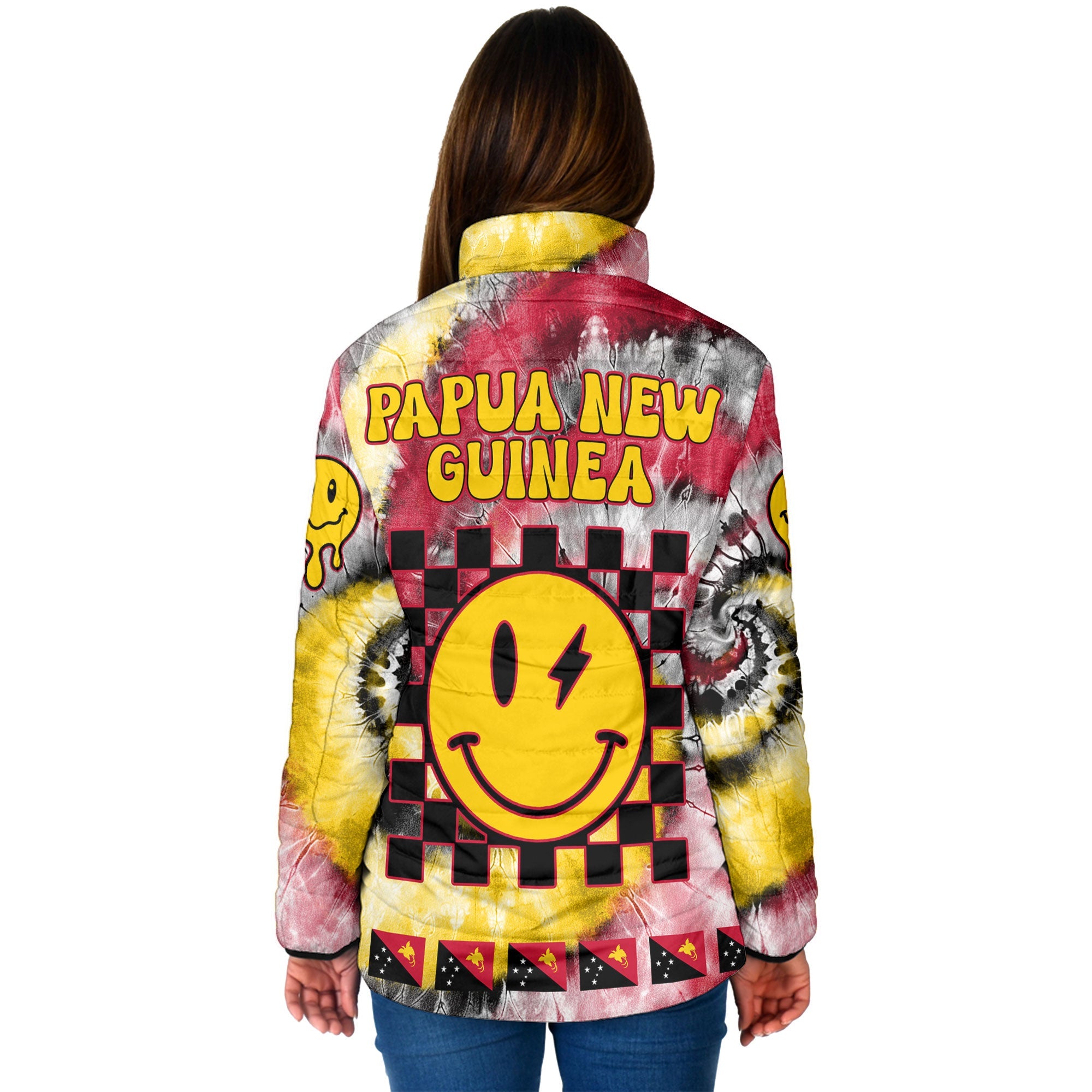 Papua New Guinea Women Padded Jacket Custom Tie Dye Style 2